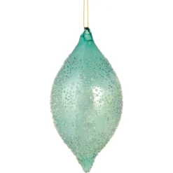 7" Transparent Blue Textured Glass Finial Christmas Ornament