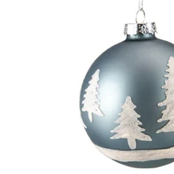 4" Slate Blue With Glittered Trees Glass Ball Christmas Ornament -Christmas Trees Shop northlight tr92625 220copy 87884.1683572219