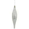 9.5" Matte White Sequin And Glitter Finial Glass Christmas Ornament