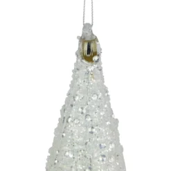 9.5" Matte White Sequin And Glitter Finial Glass Christmas Ornament -Christmas Trees Shop northlight tr94445 4 21088.1687802016