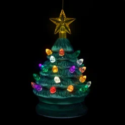 5" Green Battery-Operated LED Retro Ceramic Christmas Tree Ornament -Christmas Trees Shop northlight tr94456 04 16326.1686849401