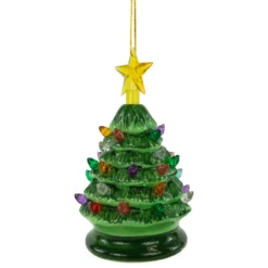 5" Green Battery-Operated LED Retro Ceramic Christmas Tree Ornament -Christmas Trees Shop northlight tr94456 05 33383.1686849402