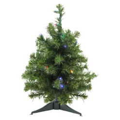18" Pre-Lit Canadian Pine Artificial Christmas Tree - Multicolor Lights