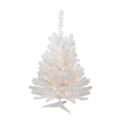 3' Pre-Lit Snow White Artificial Christmas Tree, Clear Lights