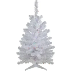 3' Pre-Lit LED Snow White Artificial Christmas Tree, Multi Lights