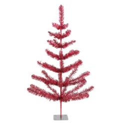 3' Medium Red Tinsel Twig Artificial Christmas Tree, Unlit