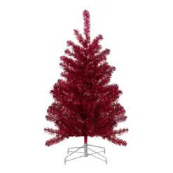 3' Metallic Crimson Tinsel Artificial Christmas Tree - Unlit