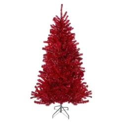 7' Metallic Red Tinsel Artificial Christmas Tree - Unlit
