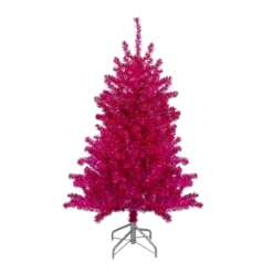 4.5" Metallic Pink Tinsel Artificial Christmas Tree - Unlit