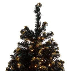 Pre-Lit LED Black Crystal Pine With Gold Glitter Artificial Christmas Tree - 7.5 Ft Clear Lights -Christmas Trees Shop northlight v27364 2 08986.1667573612
