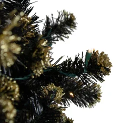 Pre-Lit LED Black Crystal Pine With Gold Glitter Artificial Christmas Tree - 7.5 Ft Clear Lights -Christmas Trees Shop northlight v27372 5 31387.1667573613
