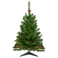 3' Pre-Lit Canadian Pine With Pine Cones Artificial Christmas Tree - Clear Lights