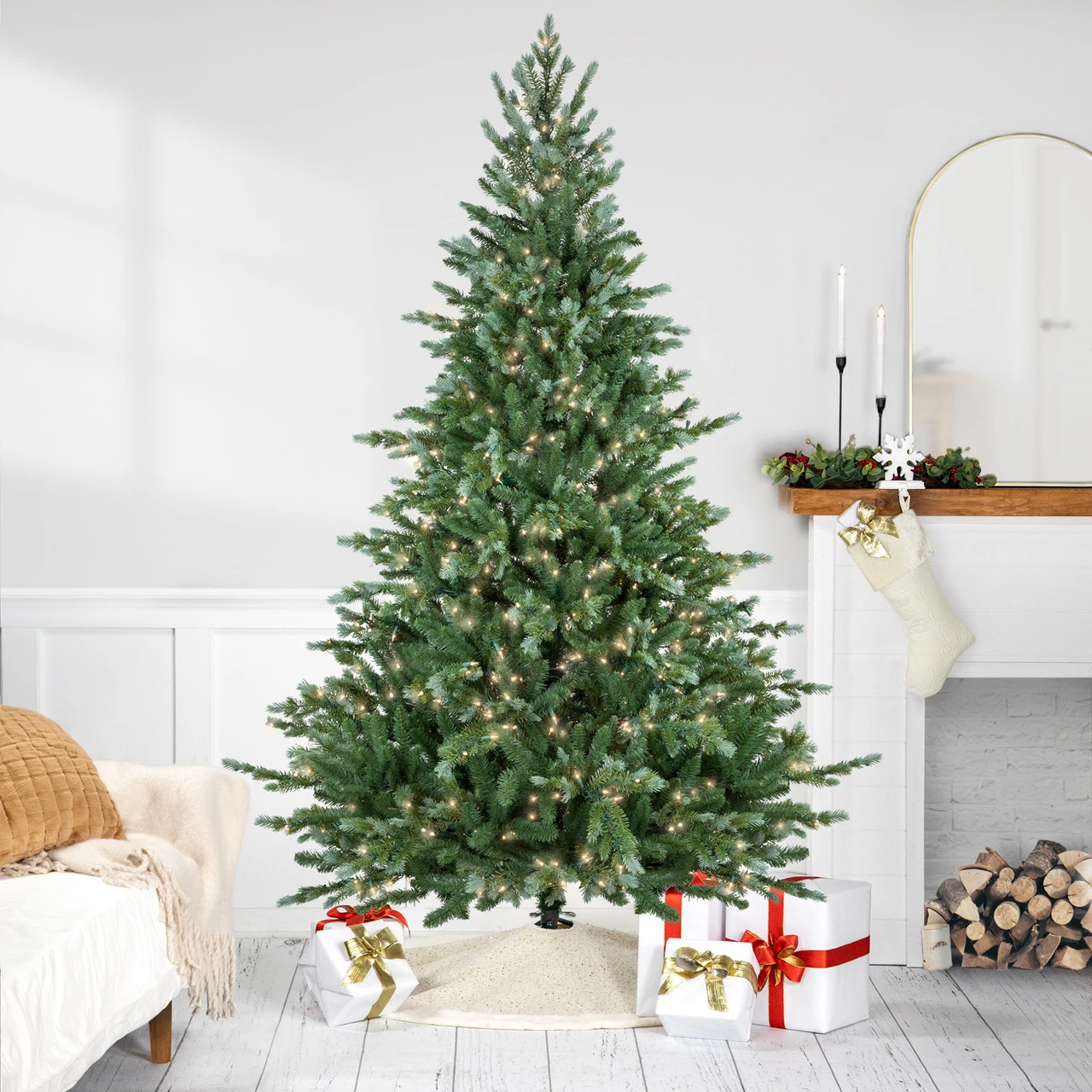 7' Pre-Lit Blue Spruce Artificial Christmas Tree, Clear Lights 1 7' Pre-Lit Blue Spruce Artificial Christmas Tree, Clear Lights