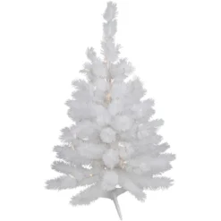 3' Pre-Lit White Alaskan Pine Artificial Christmas Tree, Warm White LED Lights