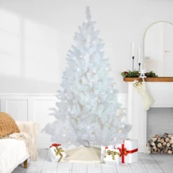 6.5' Pre-Lit White Alaskan Pine Artificial Christmas Tree, Warm White LED Lights