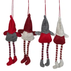 Set Of 4 Red And Gray Plush Gnome Christmas Ornaments 9" -Christmas Trees Shop northlight wu86300 2 83464.1679692522