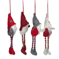 Set Of 4 Red And Gray Plush Gnome Christmas Ornaments 9" -Christmas Trees Shop northlight wu86300 3 19613.1679692522