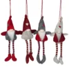 Set Of 4 Red And Gray Plush Gnome Christmas Ornaments 9"