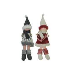 4ct Red And Gray Girls With Scarves Christmas Doll Ornaments 12" -Christmas Trees Shop northlight wu86310 3 96011.1667575845