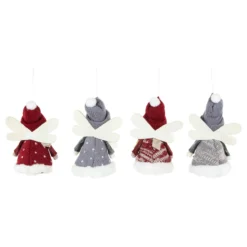 Set Of 4 Red And Gray Plush Angel Christmas Ornaments 4.25" -Christmas Trees Shop northlight wu94296 4 61462.1681148285