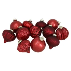 12ct Red Mercury Glass Style Glass Christmas Ornament Set 3" -Christmas Trees Shop northlight wy00136 3 25562.1667657541