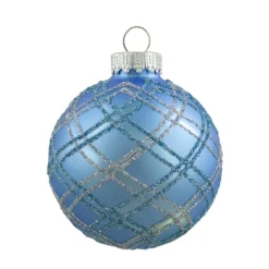 4ct Blue And Silver Plaid Glitter Glass Christmas Ornament Ball Set 2.75" (70mm) -Christmas Trees Shop northlight wy00426 1 71938.1667534004