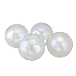 4ct Clear Iridescent Glass Christmas Ball Ornaments 4" (100mm)