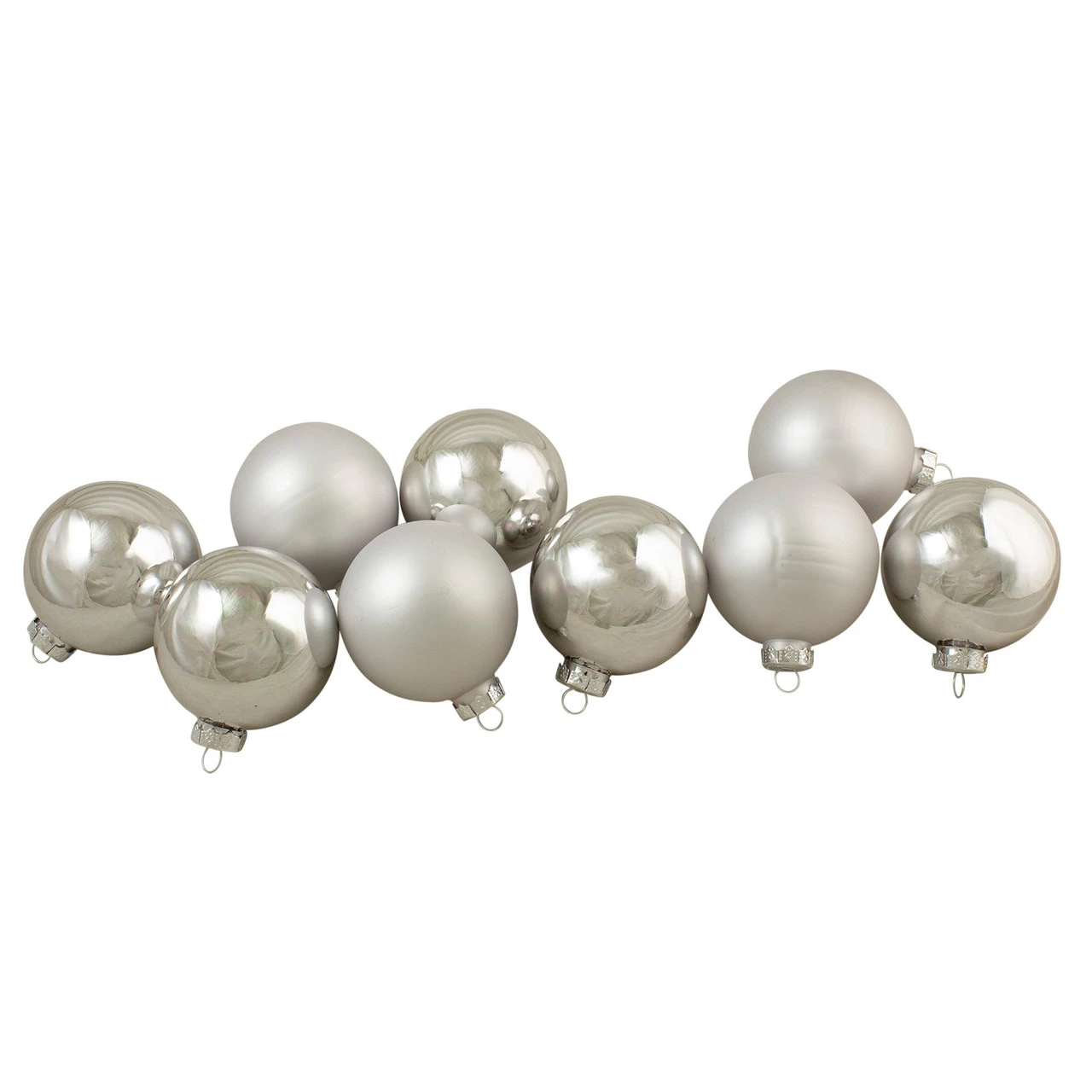 9ct Silver 2-Finish Glass Christmas Ball Ornaments 2.5" (65mm) 3 9ct Silver 2-Finish Glass Christmas Ball Ornaments 2.5" (65mm) - Image 3