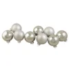 9ct Silver 2-Finish Glass Christmas Ball Ornaments 2.5" (65mm)