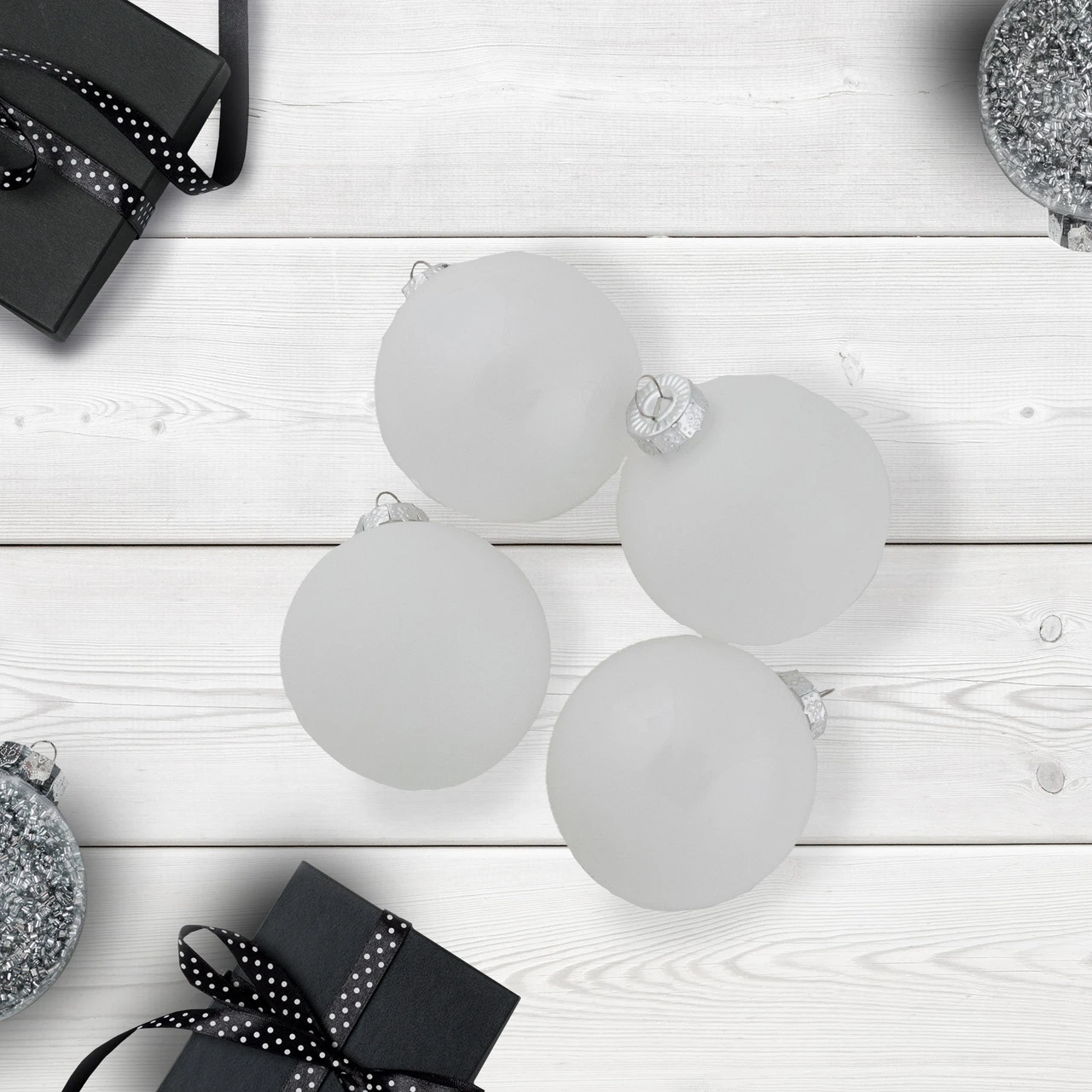 9ct Shiny And Matte White Glass Ball Christmas Ornaments 2.5" (65mm) 2 9ct Shiny And Matte White Glass Ball Christmas Ornaments 2.5" (65mm) - Image 2