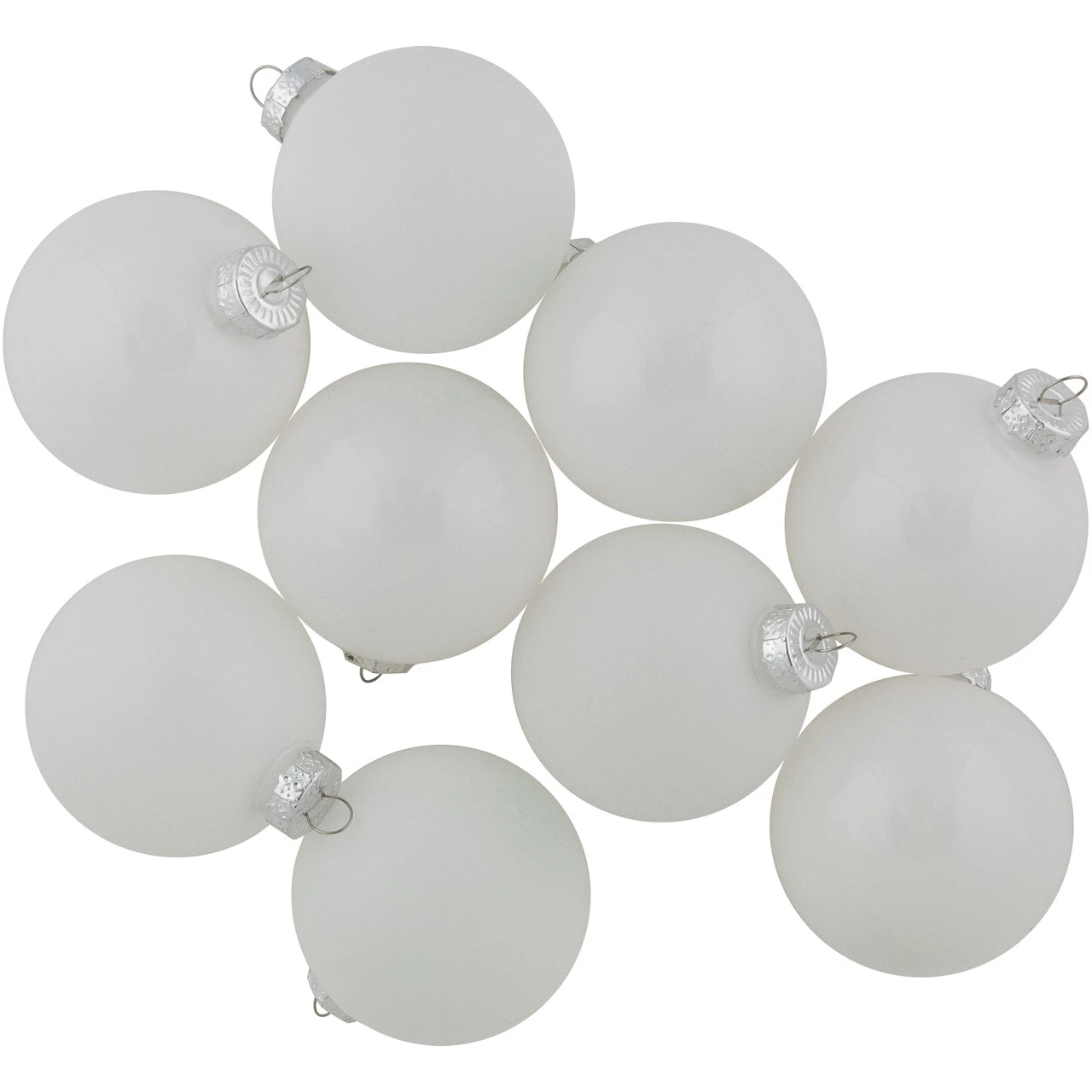 9ct Shiny And Matte White Glass Ball Christmas Ornaments 2.5" (65mm) 7 9ct Shiny And Matte White Glass Ball Christmas Ornaments 2.5" (65mm) - Image 7