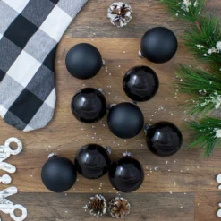 9ct Shiny And Matte Black Glass Ball Christmas Ornaments 2.5" (65mm) -Christmas Trees Shop northlight wy00746 4 54596.1667655053
