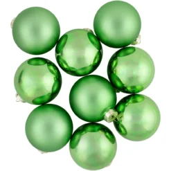 9ct Grass Green Finish Glass Christmas Ball Ornaments 2.5" (65mm) -Christmas Trees Shop northlight wy00747 4 37602.1677088372