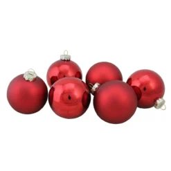 6ct Red Glass 2-Finish Christmas Ball Ornaments 3.25" (80mm) -Christmas Trees Shop northlight wy00750 3 80213.1667597284