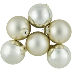 6ct Gold 2-Finish Glass Ball Christmas Ornaments 3.25" (80mm)