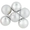 6ct Silver 2-Finish Christmas Glass Ball Ornaments 3.25"