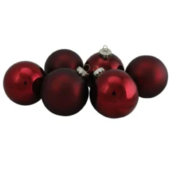 6ct Burgundy Red 2-Finish Glass Ball Christmas Ornaments 3.25" (80mm) -Christmas Trees Shop northlight wy00754 3 14922.1667655078