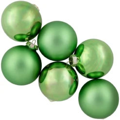 6ct Shiny And Matte Green Glass Ball Christmas Ornaments 3.25" (82mm) -Christmas Trees Shop northlight wy00755 4 66597.1677102521
