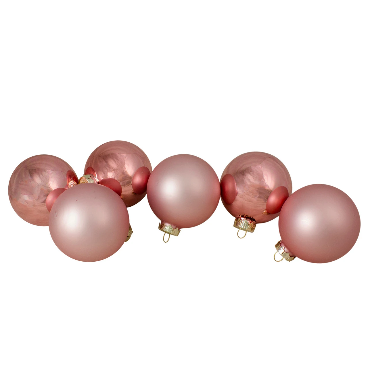6ct Shiny And Matte Baby Pink Glass Ball Christmas Ornaments 3.25" (80mm) 1 6ct Shiny And Matte Baby Pink Glass Ball Christmas Ornaments 3.25" (80mm)