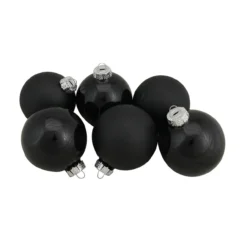 6ct Black Glass 2-Finish Christmas Ball Ornaments 3.25" (80mm) -Christmas Trees Shop northlight wy00763 3 93970.1667658628