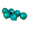 6ct Shiny And Matte Turquoise Green Glass Ball Christmas Ornaments 3.25" (80mm)