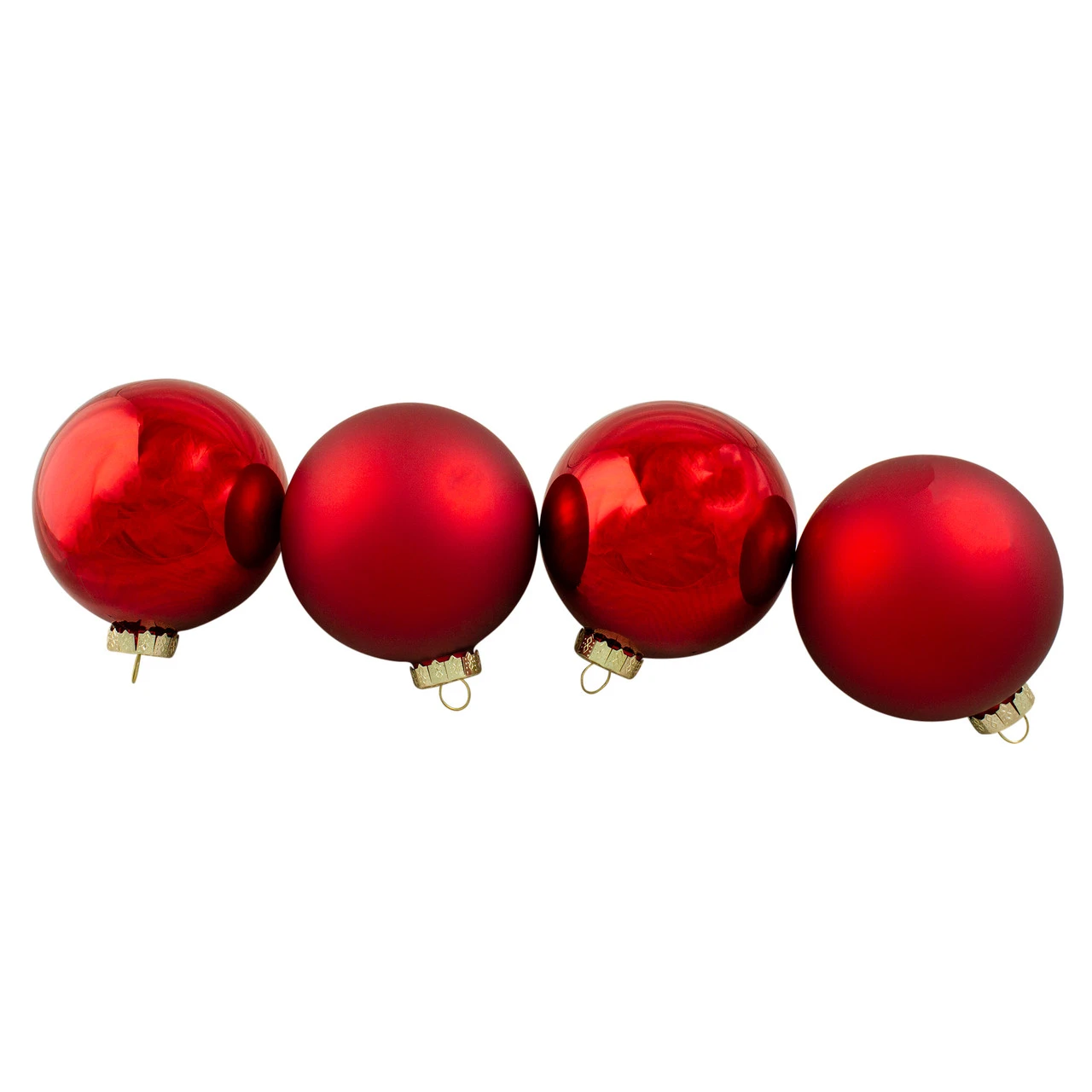 4ct Red And Gold 2-Finish Glass Christmas Ball Ornaments 4" (100mm) 1 4ct Red And Gold 2-Finish Glass Christmas Ball Ornaments 4" (100mm)