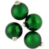 4ct Green 2-Finish Glass Ball Christmas Ornaments 4"