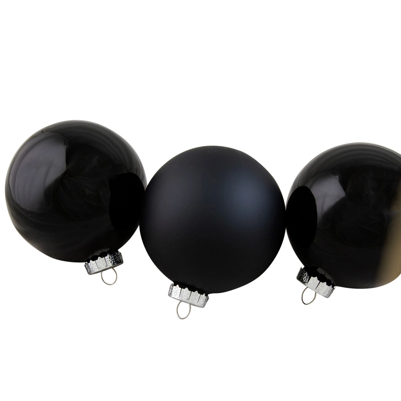 4ct Black 2 Finish Glass Ball Christmas Ornaments 4" (100mm) 2 4ct Black 2 Finish Glass Ball Christmas Ornaments 4" (100mm) - Image 2