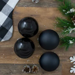 4ct Black 2 Finish Glass Ball Christmas Ornaments 4" (100mm) 5 4ct Black 2 Finish Glass Ball Christmas Ornaments 4" (100mm) -Christmas Trees Shop northlight wy00779 3 71901.1667659830