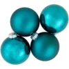 4ct Turquoise Blue 2-Finish Glass Ball Christmas Ornaments 4"