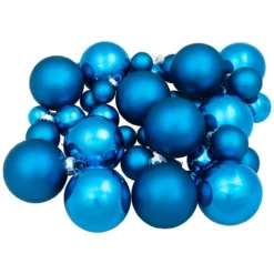 40ct Shiny And Matte Royal Blue And Silver Glass Ball Christmas Ornaments 2.5" (63mm)