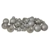 40ct Shiny And Matte Silver Glass Ball Christmas Ornaments 2.5"