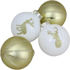 4ct Champagne Gold And White Deer 2-Finish Christmas Ball Ornaments 4.5" (110mm) 5 4ct Champagne Gold And White Deer 2-Finish Christmas Ball Ornaments 4.5" (110mm) -Christmas Trees Shop northlight wy04169 3 54319.1667533554