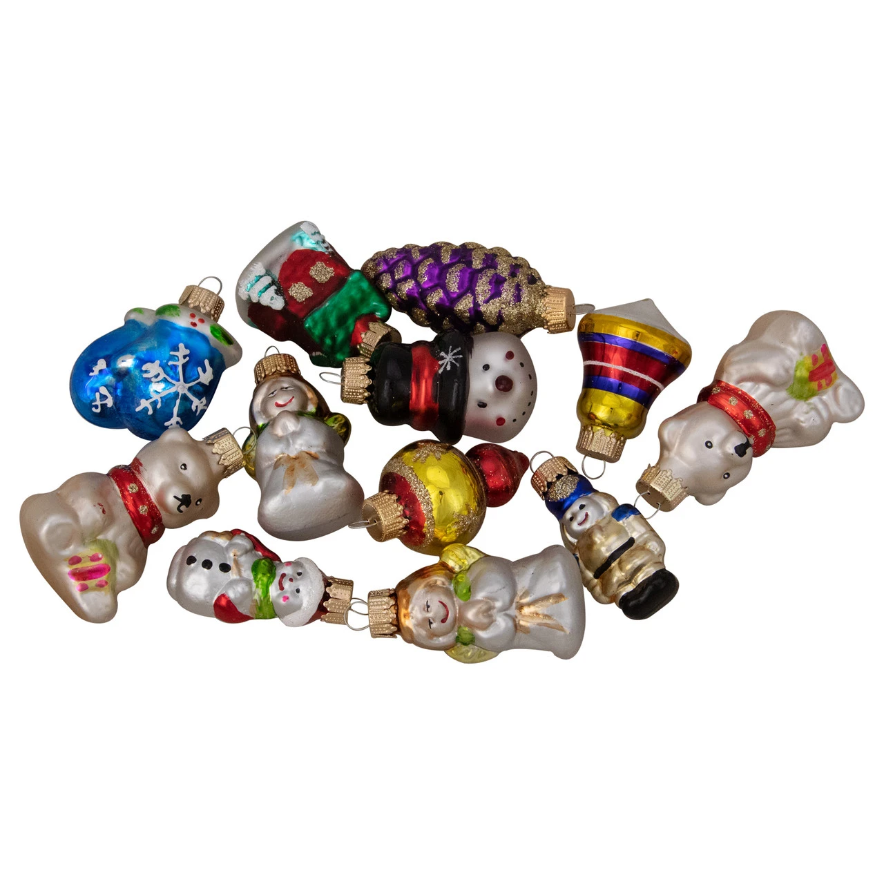 12ct Gold 2-Finish Iconic Winter Christmas Glass Figurine Ornaments 2.25" 1 12ct Gold 2-Finish Iconic Winter Christmas Glass Figurine Ornaments 2.25"